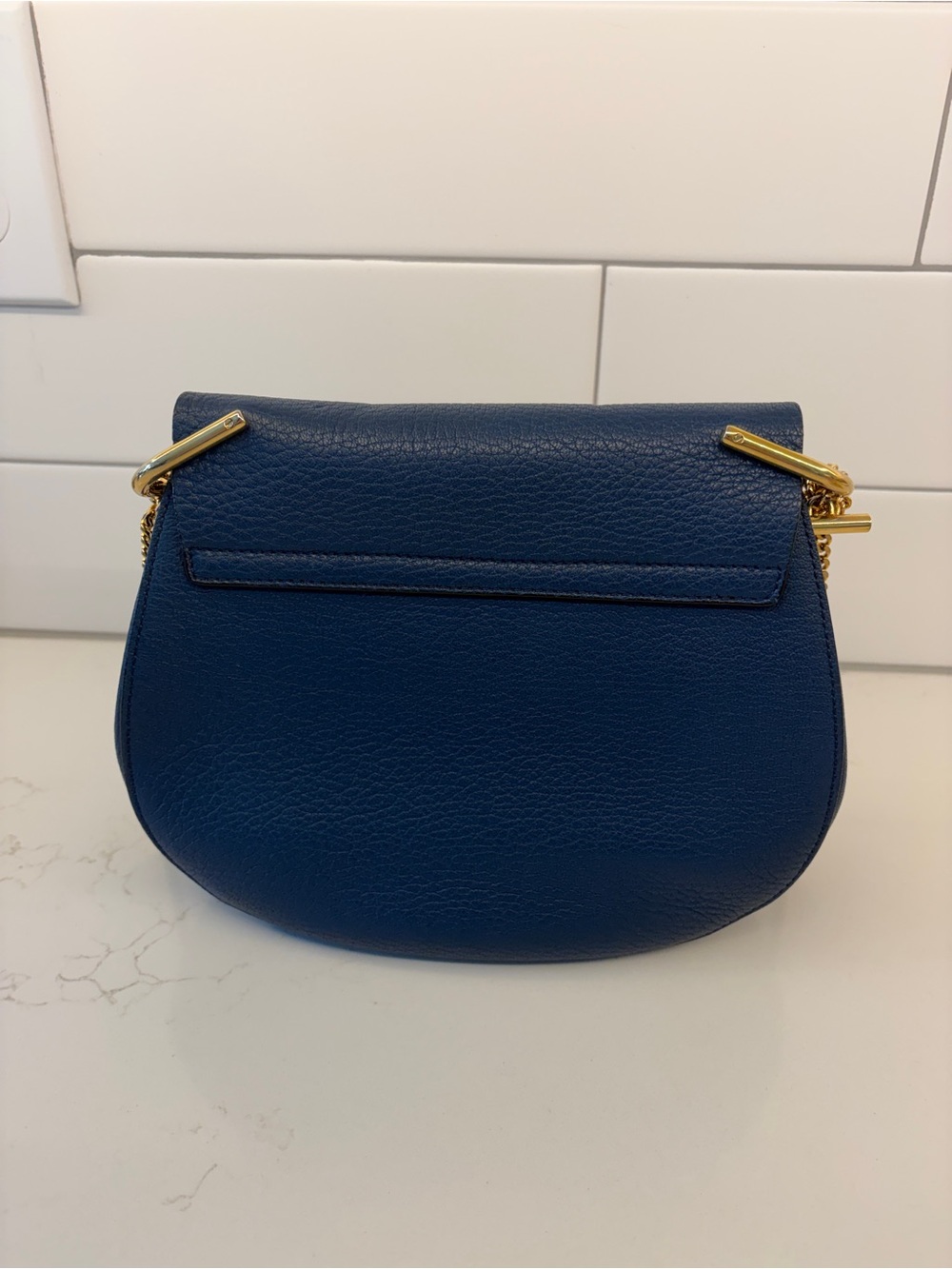 Chloé Drew Medium Blue Leather Shoulder Crossbody Bag Gold Hardware. With COA - Picture 2 of 15